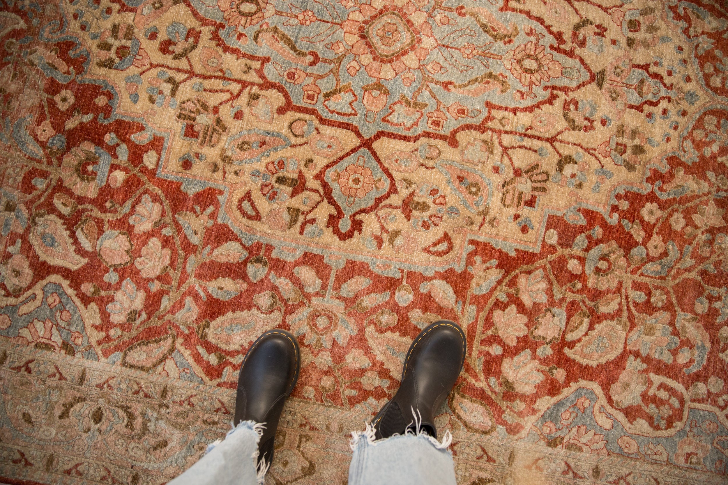 6.5x10.5 Vintage Distressed Tabriz Carpet