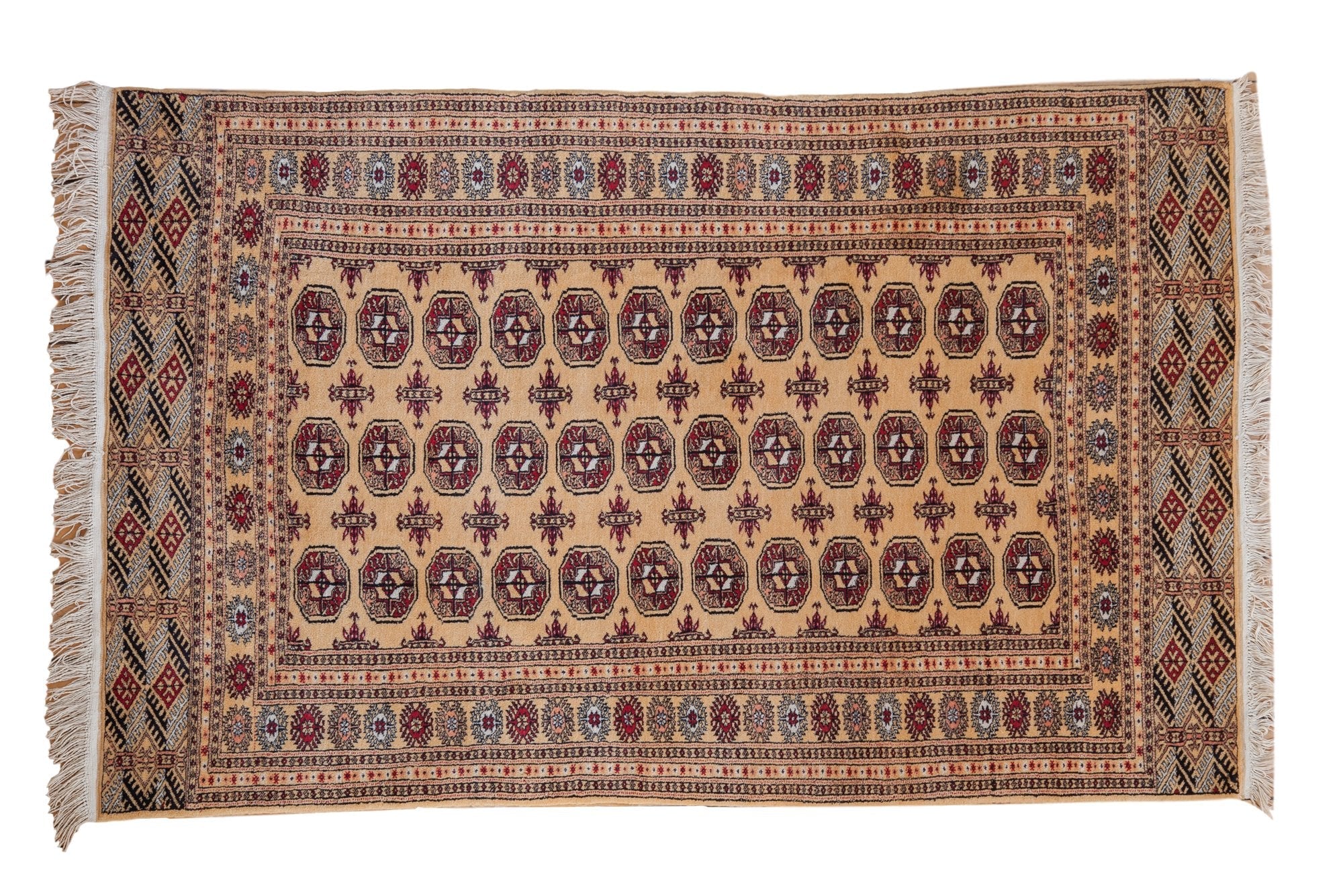 4x6.5 Vintage Pakistani Bokhara Design Rug
