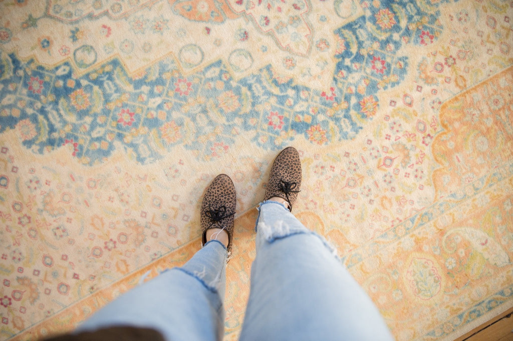 10x14 Vintage Distressed Bulgarian Herati Design Carpet