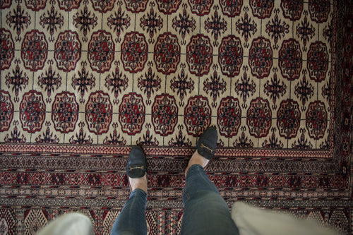 12.5x12.5 Vintage Fine Pakistani Bokhara Design Square Carpet
