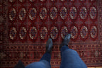 6x6.5 Vintage Fine Pakistani Bokhara Design Square Carpet