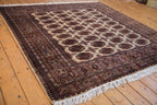 6.5x7 Vintage Fine Pakistani Bokhara Design Square Carpet