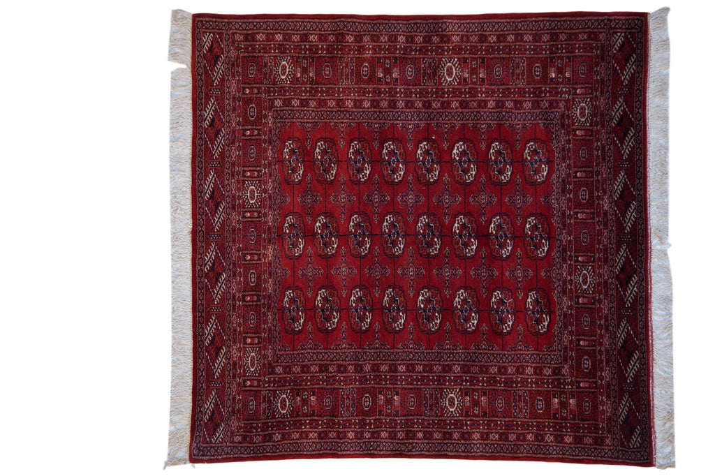 5x5.5 Vintage Fine Pakistani Bokhara Design Square Rug