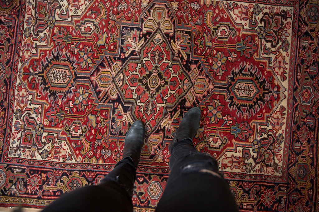 5x6 Vintage Heriz Square Rug