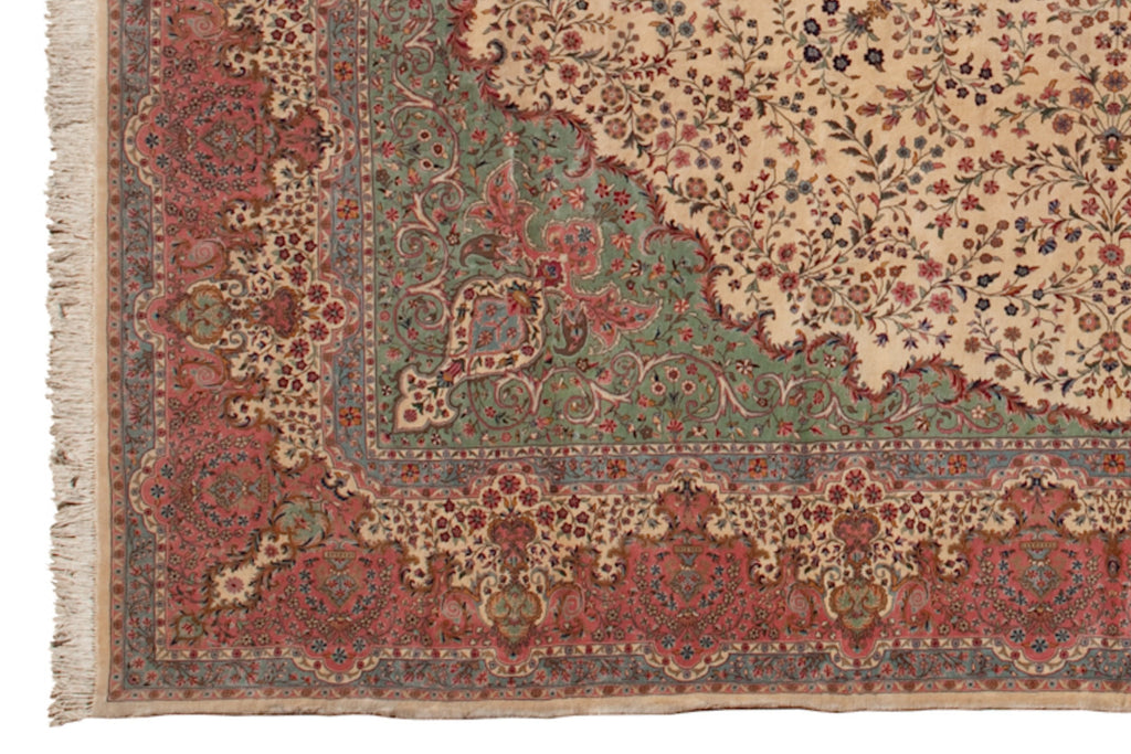 17x19 Vintage Bulgarian Kerman Design Square Carpet