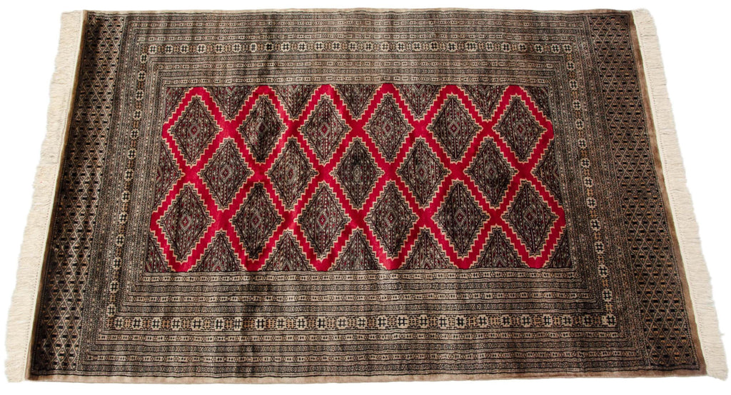 4x6 Vintage Fine Pakistani Turkmen Design Rug