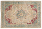 6x9 Vintage Distressed Bulgarian Kerman Design Carpet