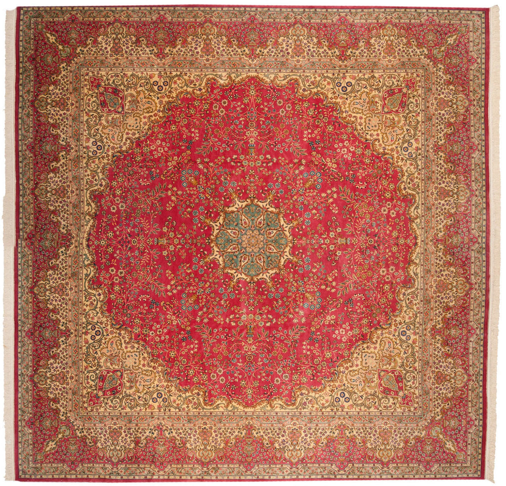 12x12.5 Vintage Bulgarian Kerman Design Square Carpet