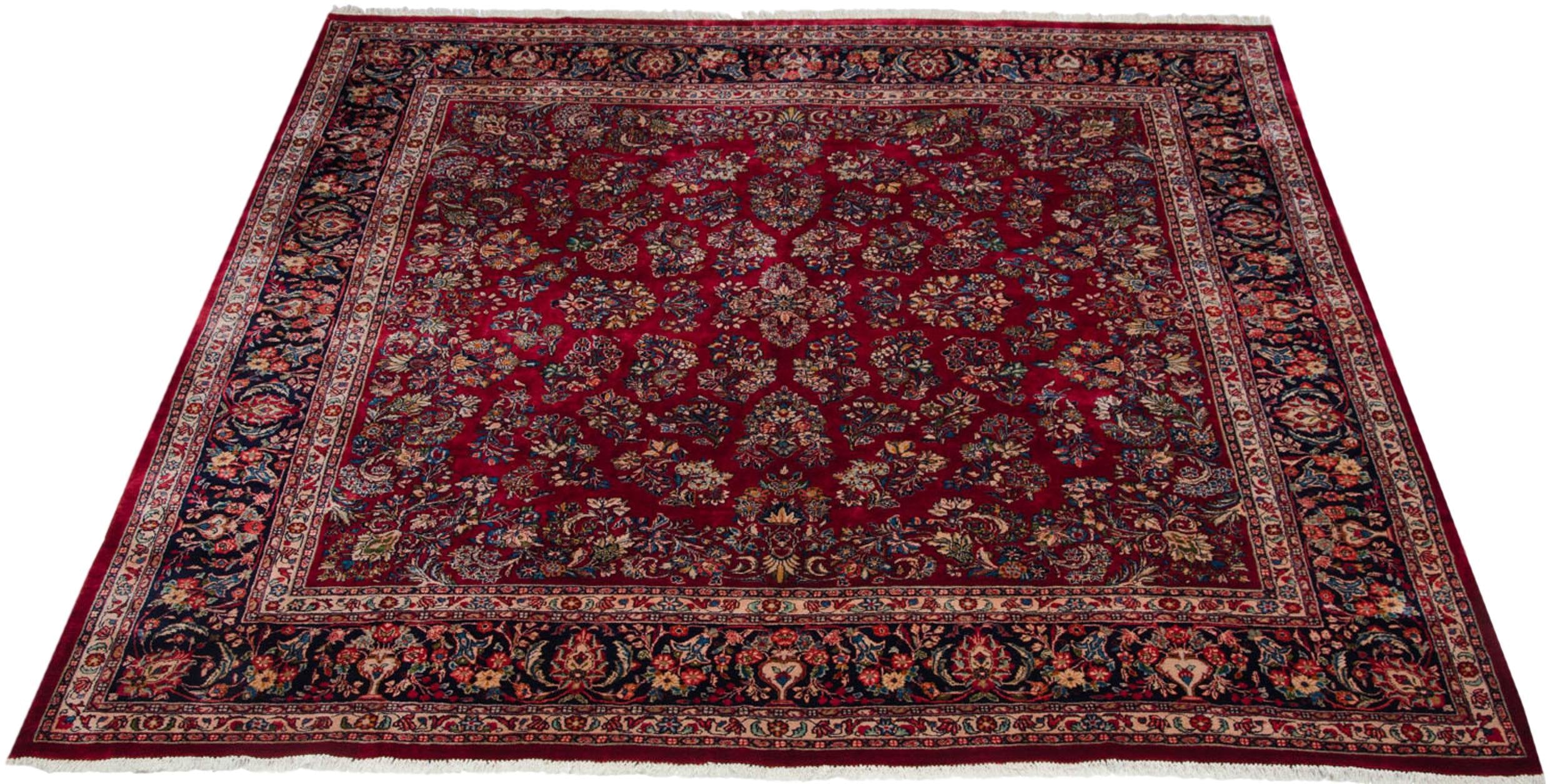 12x12 Vintage Fine Sarouk Square Carpet