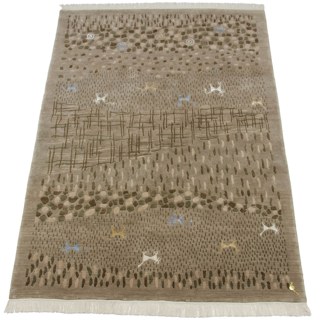 6x9 New Indian Folk Art Design Carpet