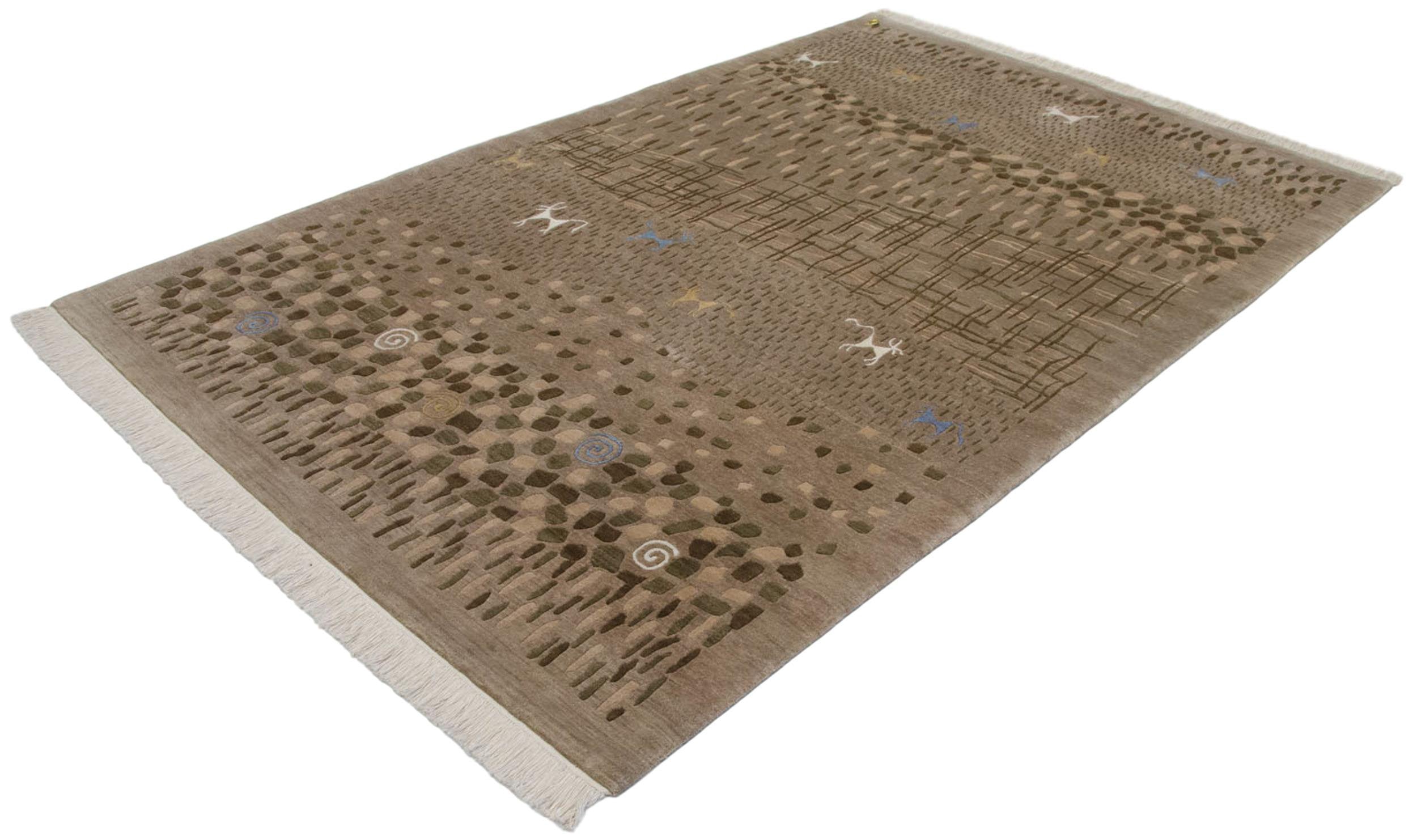 6x9 New Indian Folk Art Design Carpet