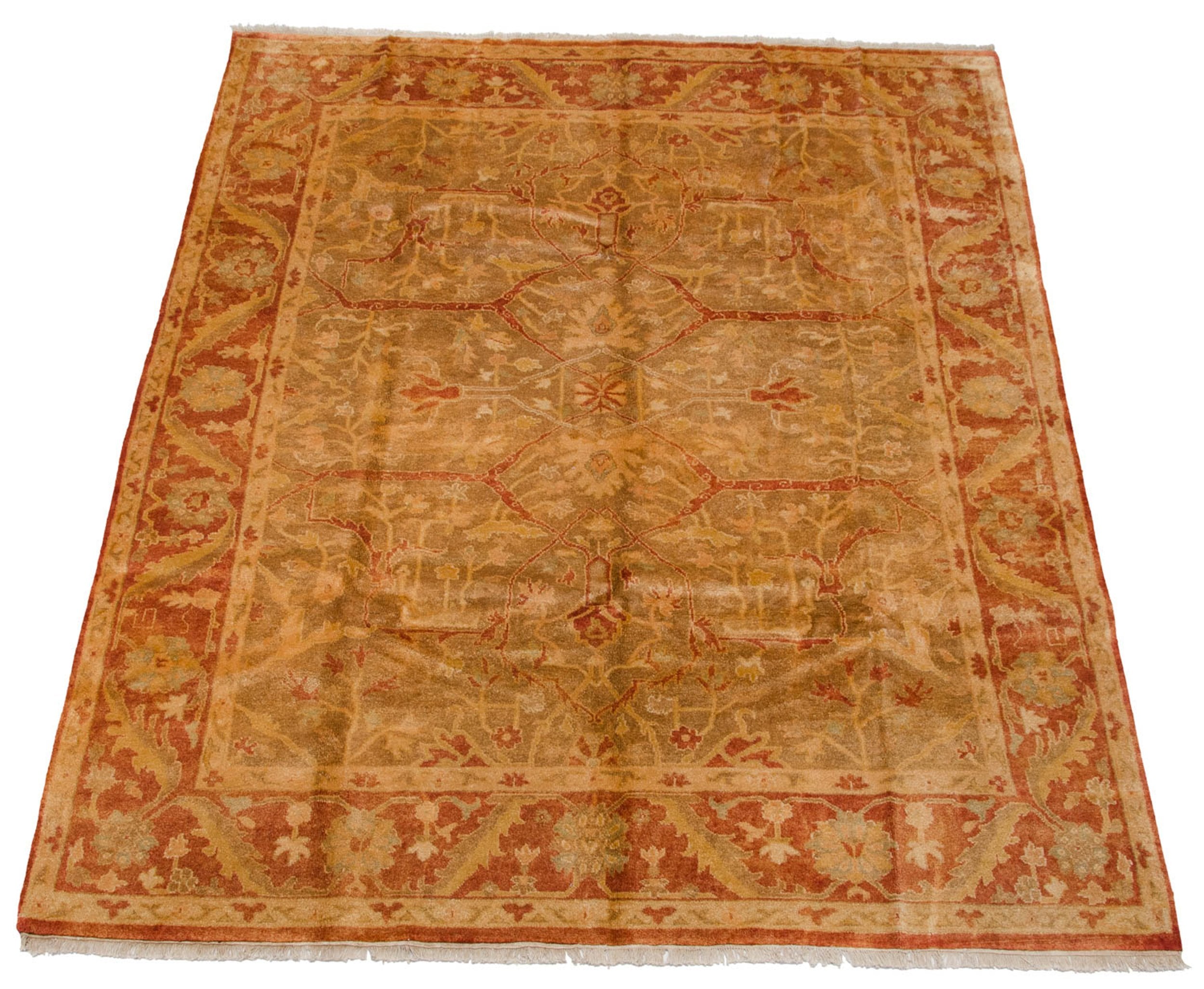 8x10 New Gold Wash Indian Oushak Design Carpet