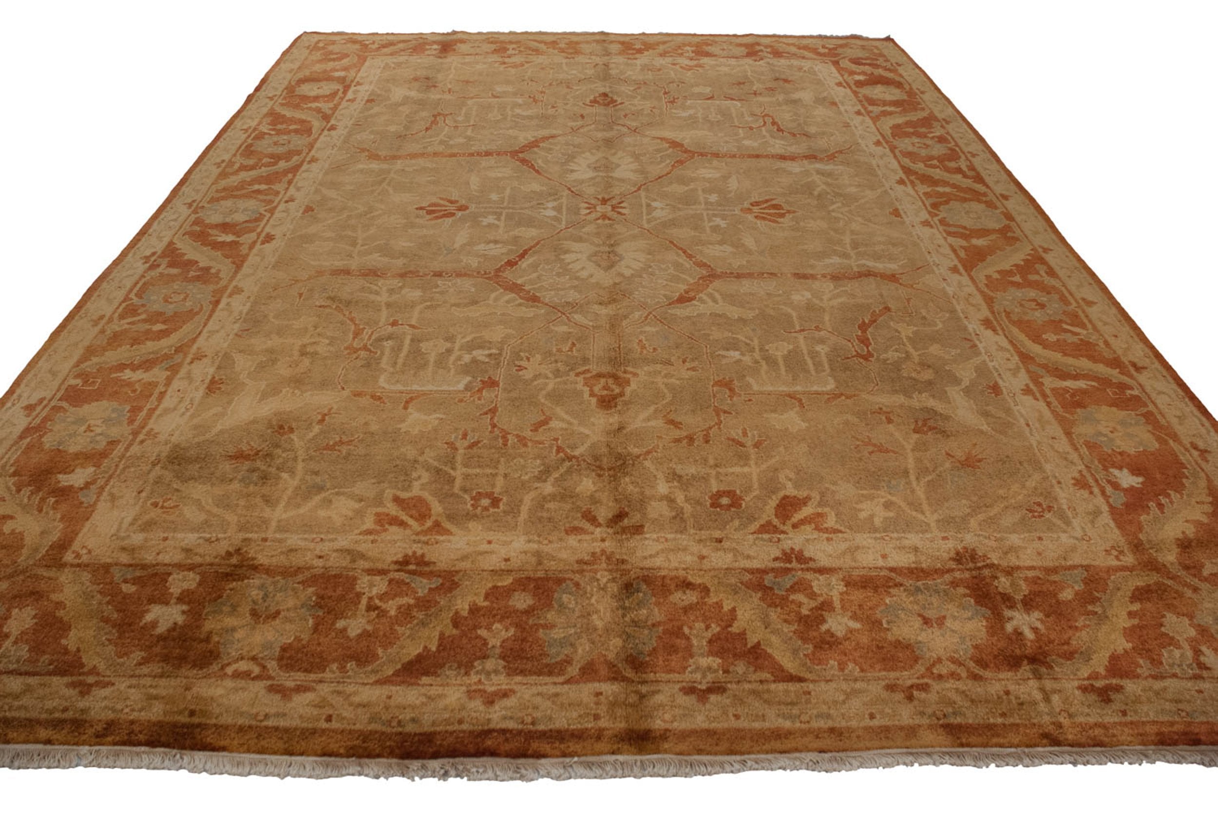 10x13.5 New Gold Wash Indian Oushak Design Carpet