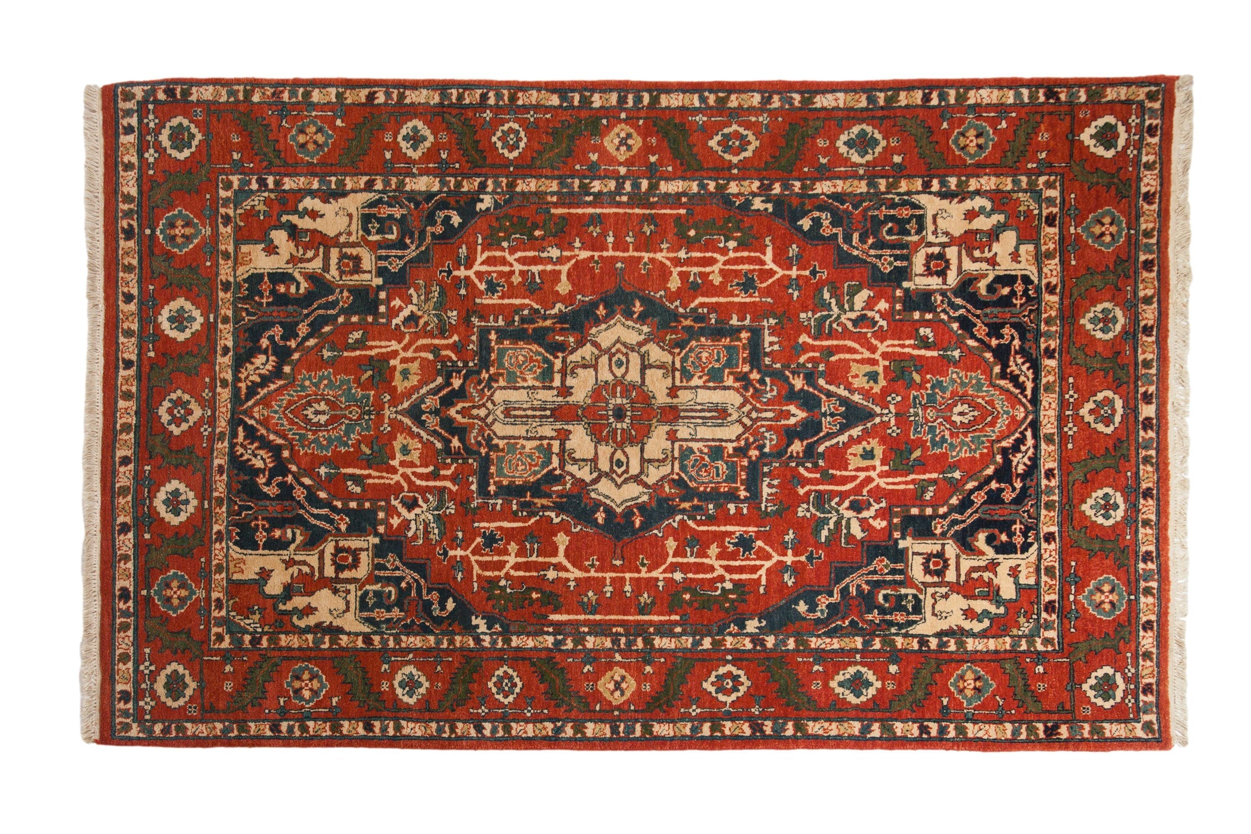 6x9.5 Vintage Indian Heriz Design Carpet