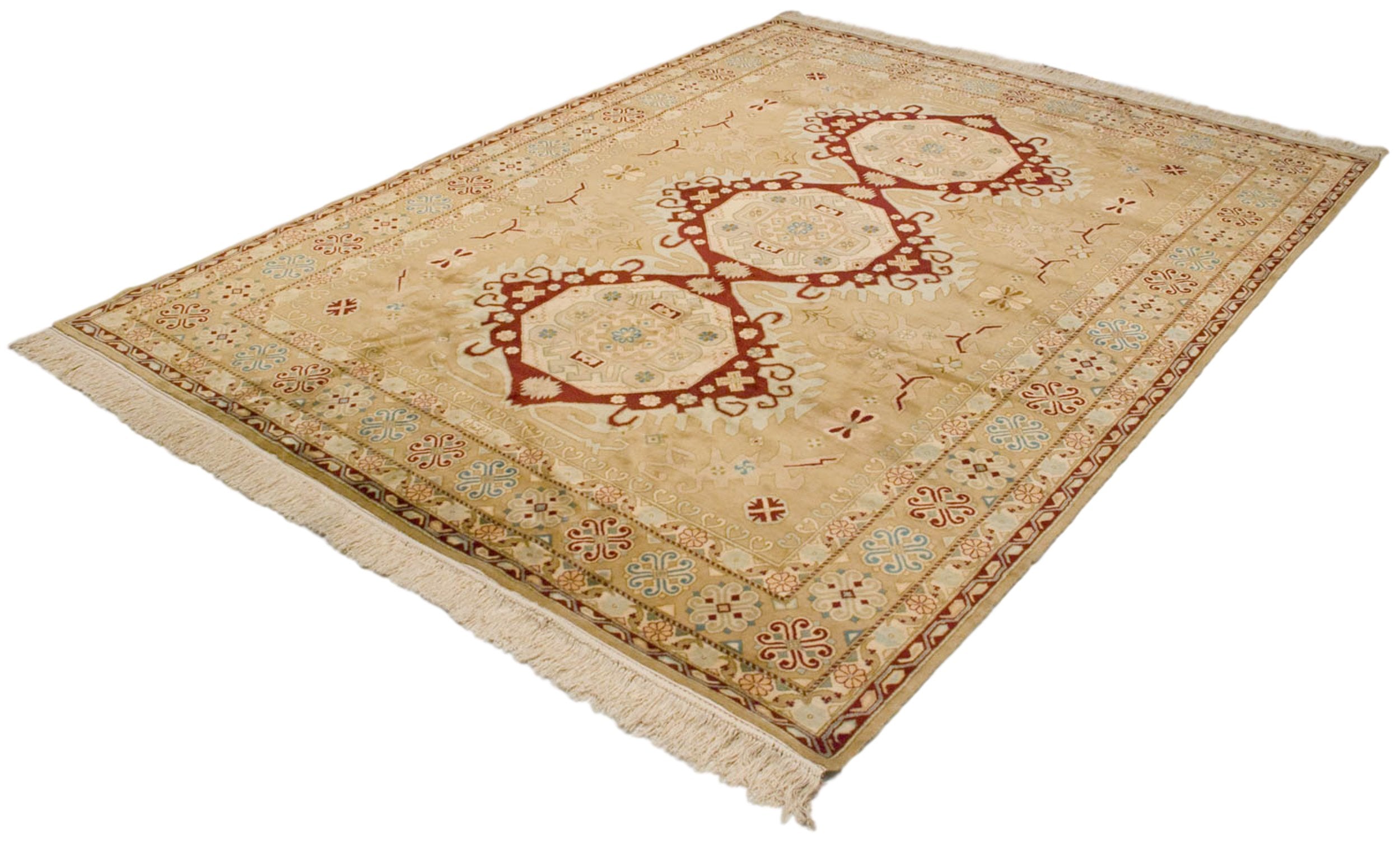 9x12 Vintage Distressed Bulgarian Caucasian Design Carpet