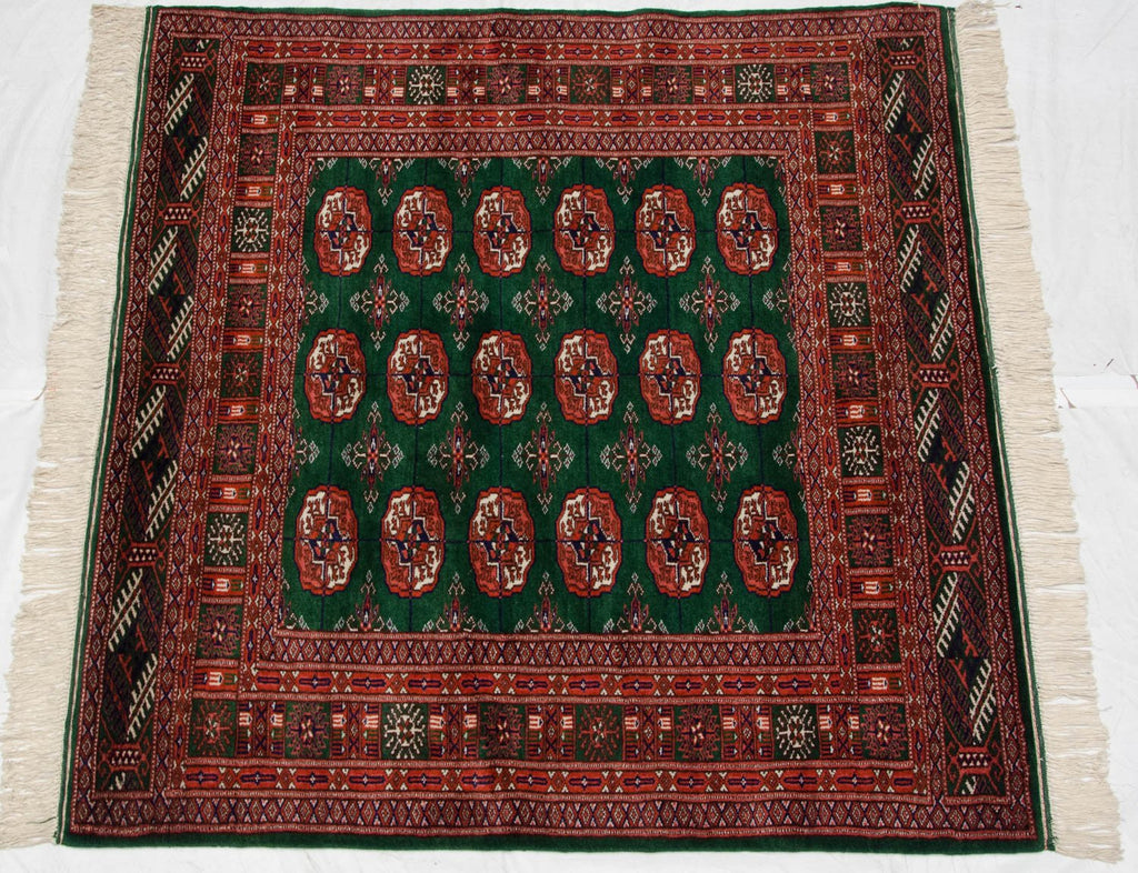 4x4 Vintage Fine Bokhara Square Rug