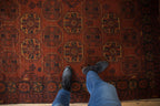 4.5x7 Vintage Afghani Bokhara Design Rug