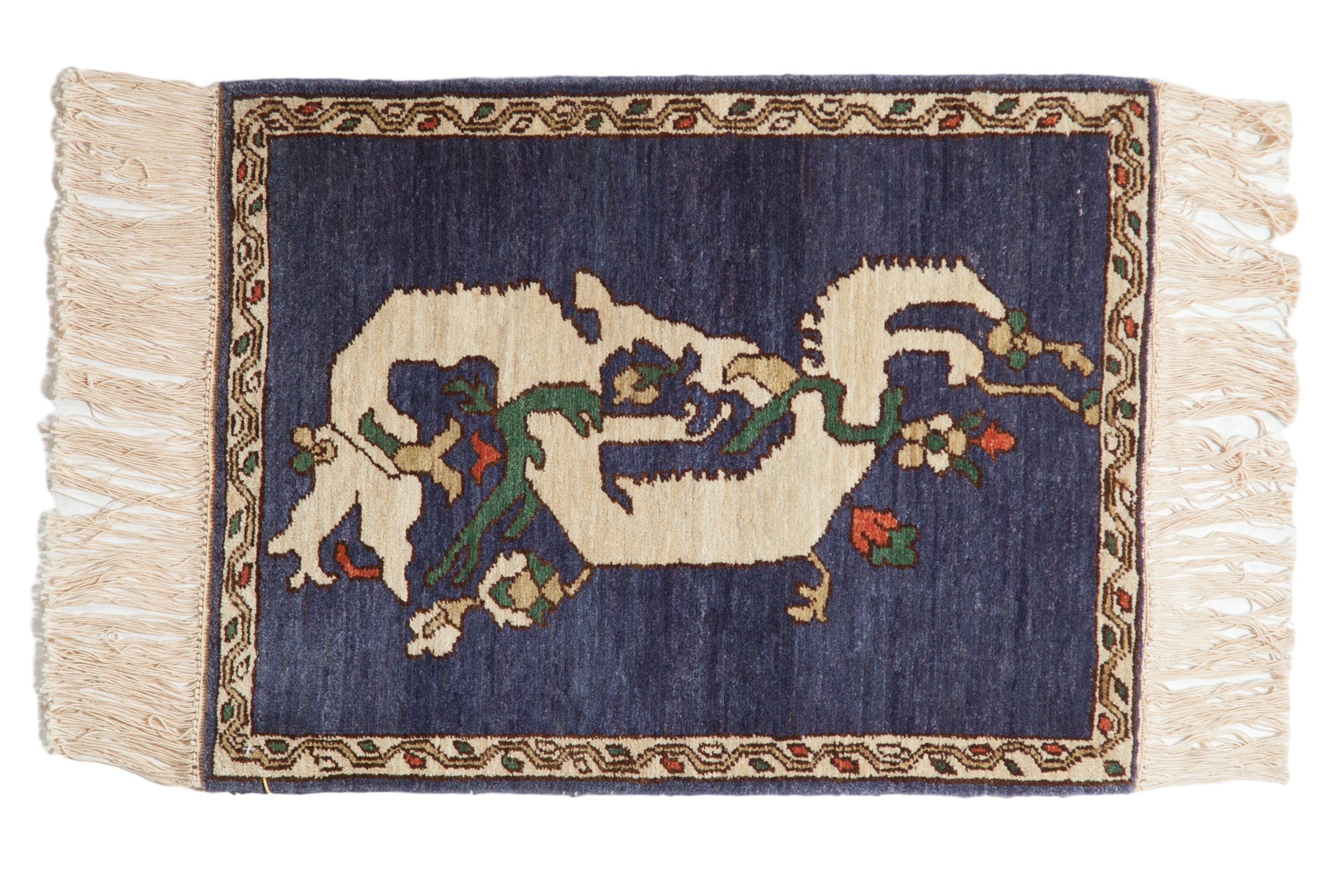 2x2.5 Vintage Pictorial Armenian Dragon Design Square Rug Mat
