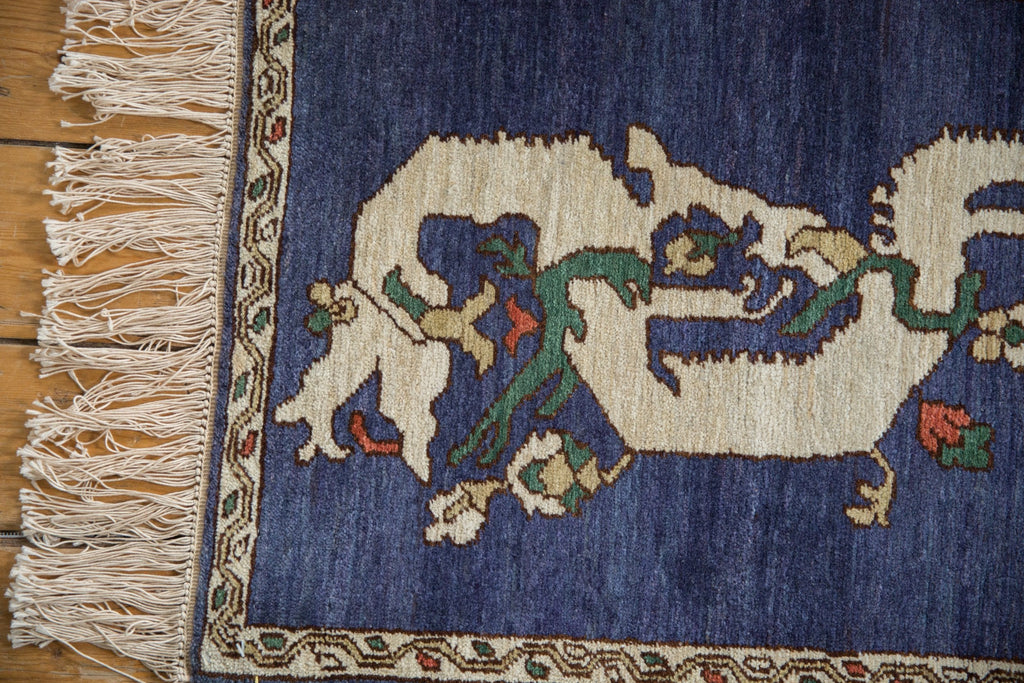 2x2.5 Vintage Pictorial Armenian Dragon Design Square Rug Mat