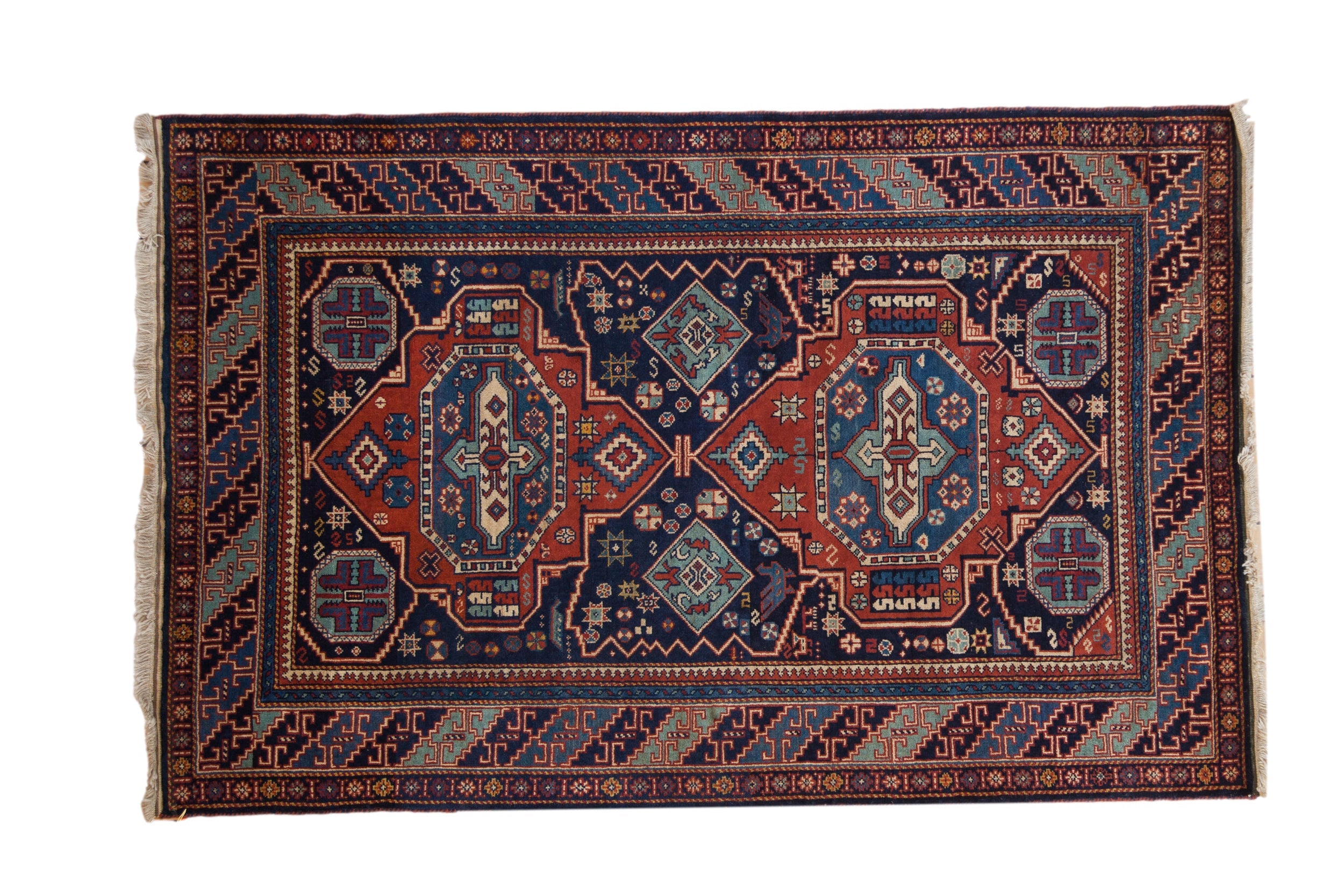 4.5x7 Vintage Indian Caucasian Design Rug