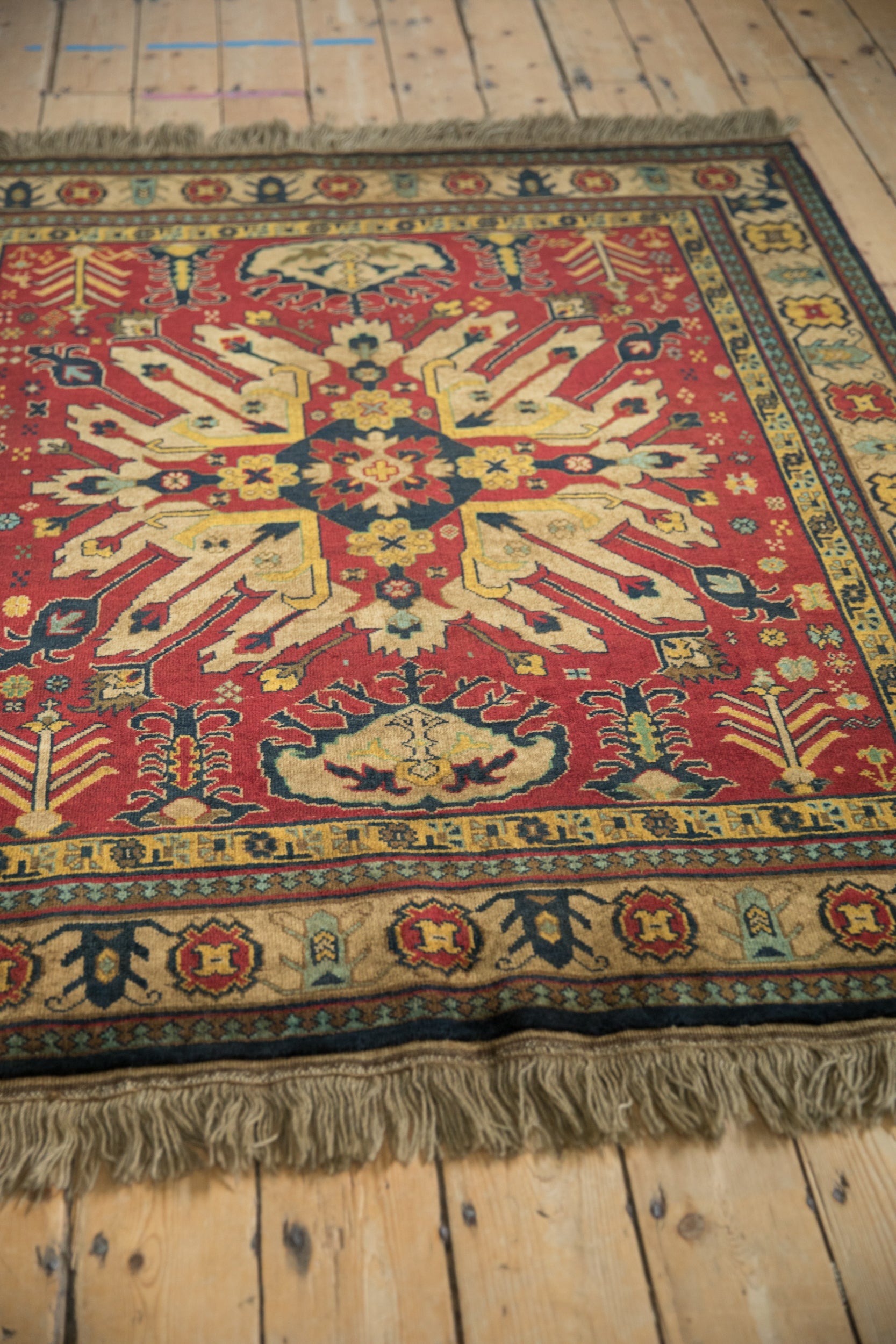 4.5x5.5 Vintage Indian Kazak Design Square Rug