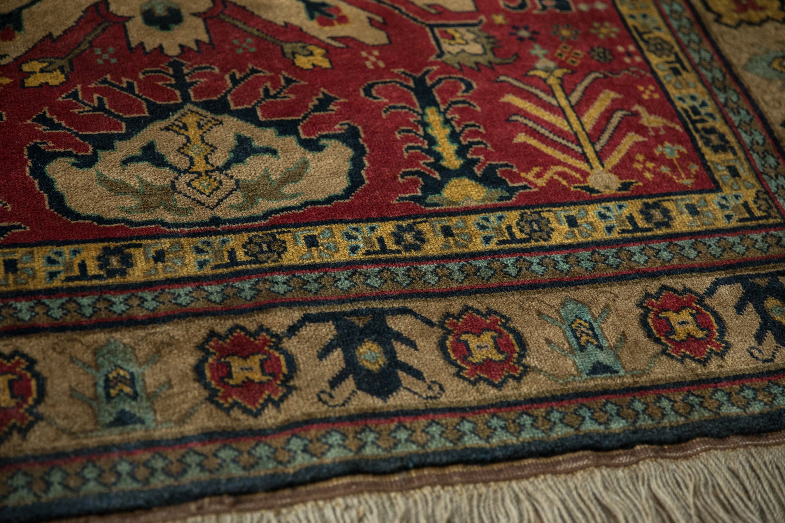 4.5x5.5 Vintage Indian Kazak Design Square Rug