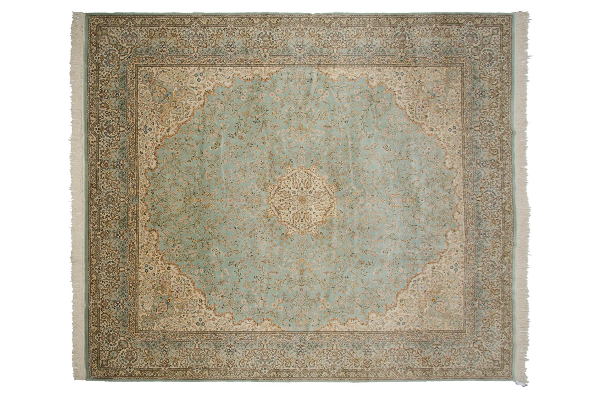 12x14 Vintage Fine Bulgarian Kerman Design Square Carpet