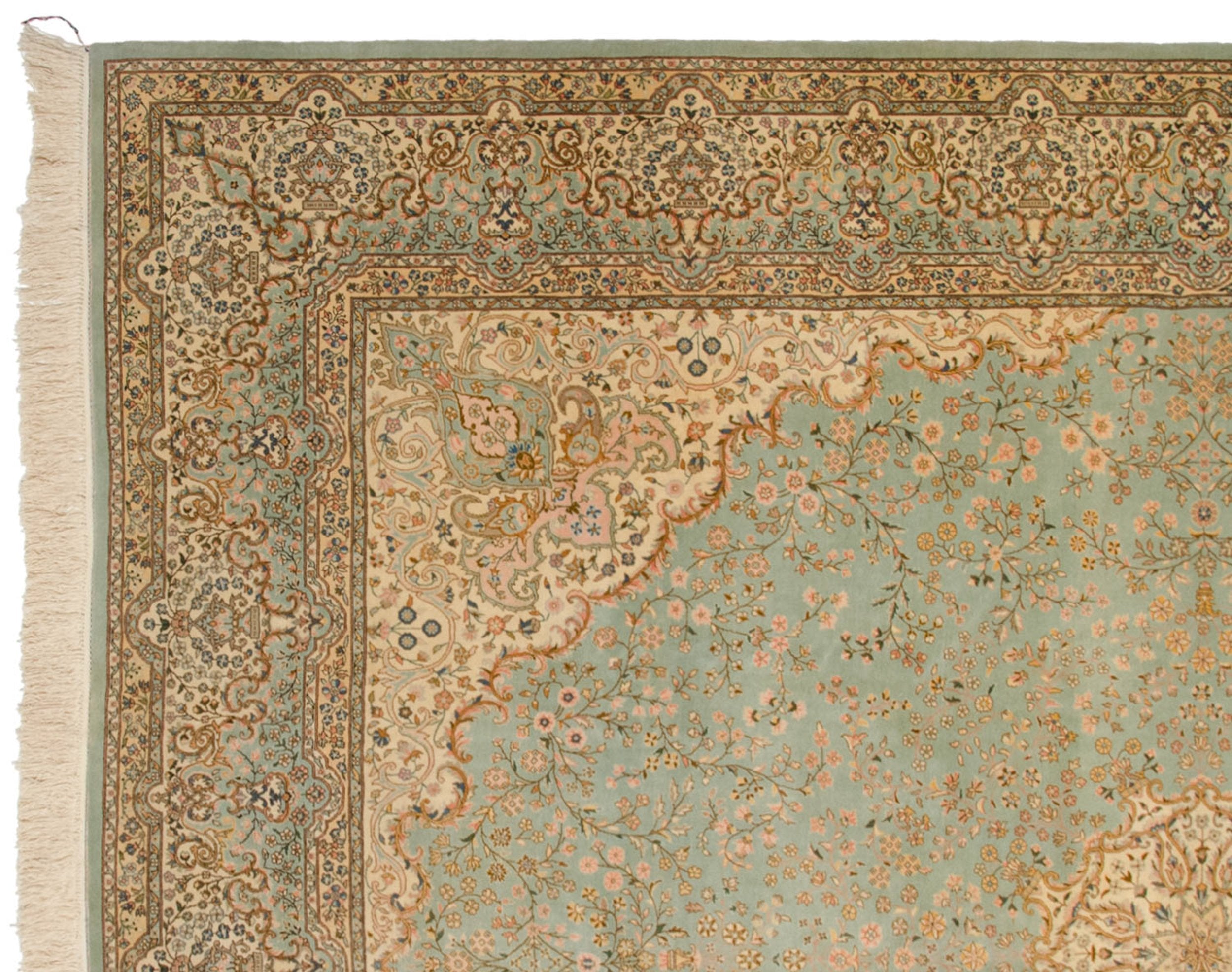 12x14 Vintage Fine Bulgarian Kerman Design Square Carpet
