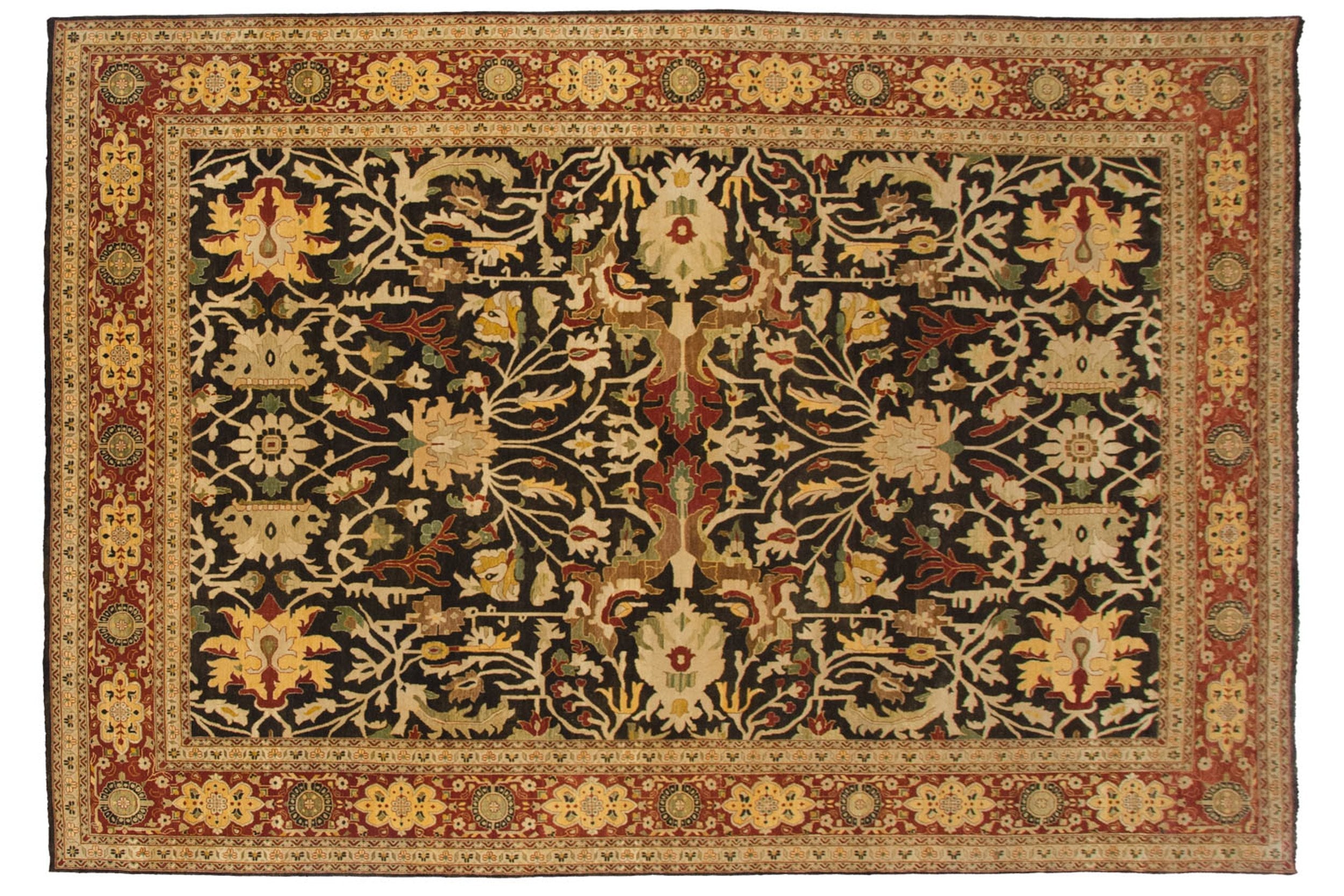 9.5x14.5 Fine Indian Serapi Design Carpet