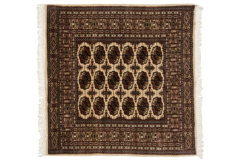 5x5 Vintage Fine Bokhara Square Rug