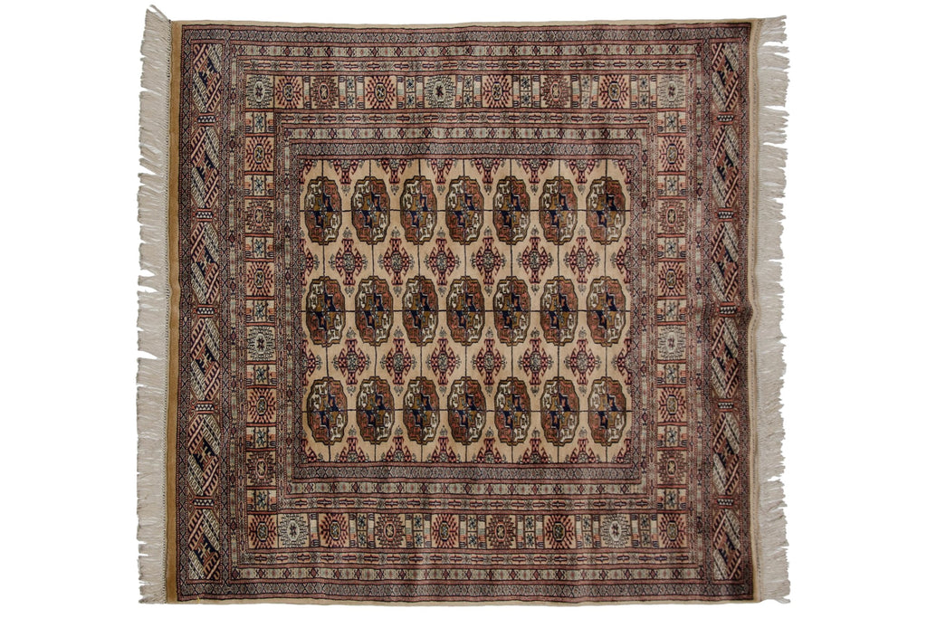 5x5.5 Vintage Fine Bokhara Square Rug