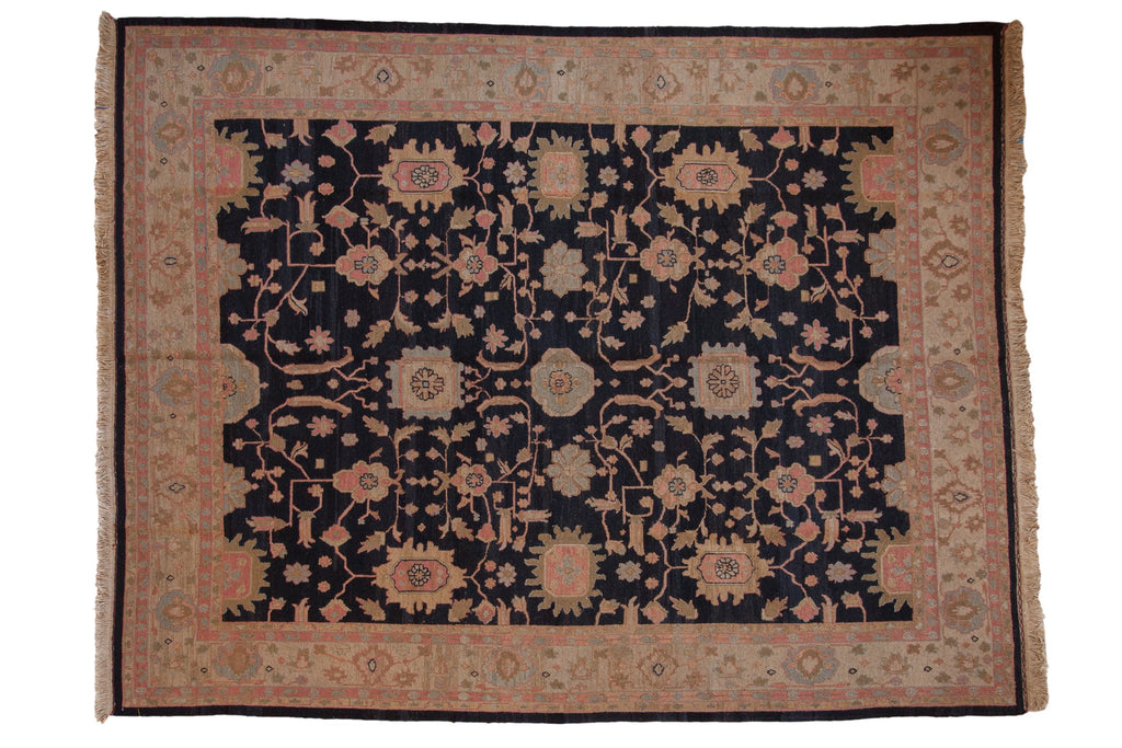 9x12 Vintage Tea Washed Indian Sultanabad Soumac Design Carpet