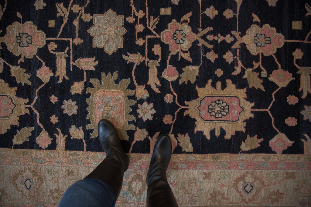 9x12 Vintage Tea Washed Indian Sultanabad Soumac Design Carpet