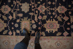 9x12 Vintage Tea Washed Indian Sultanabad Soumac Design Carpet