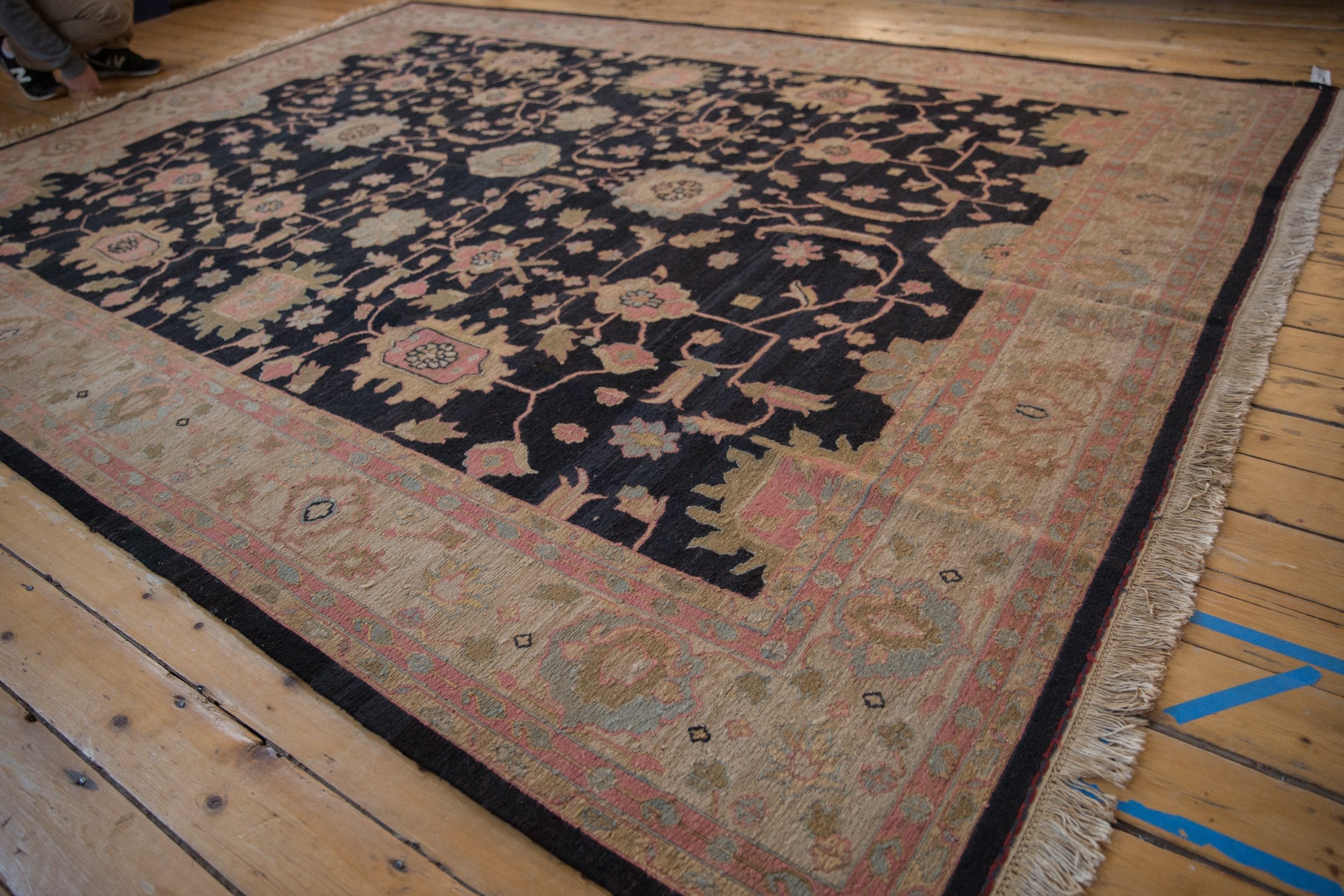 9x12 Vintage Tea Washed Indian Sultanabad Soumac Design Carpet