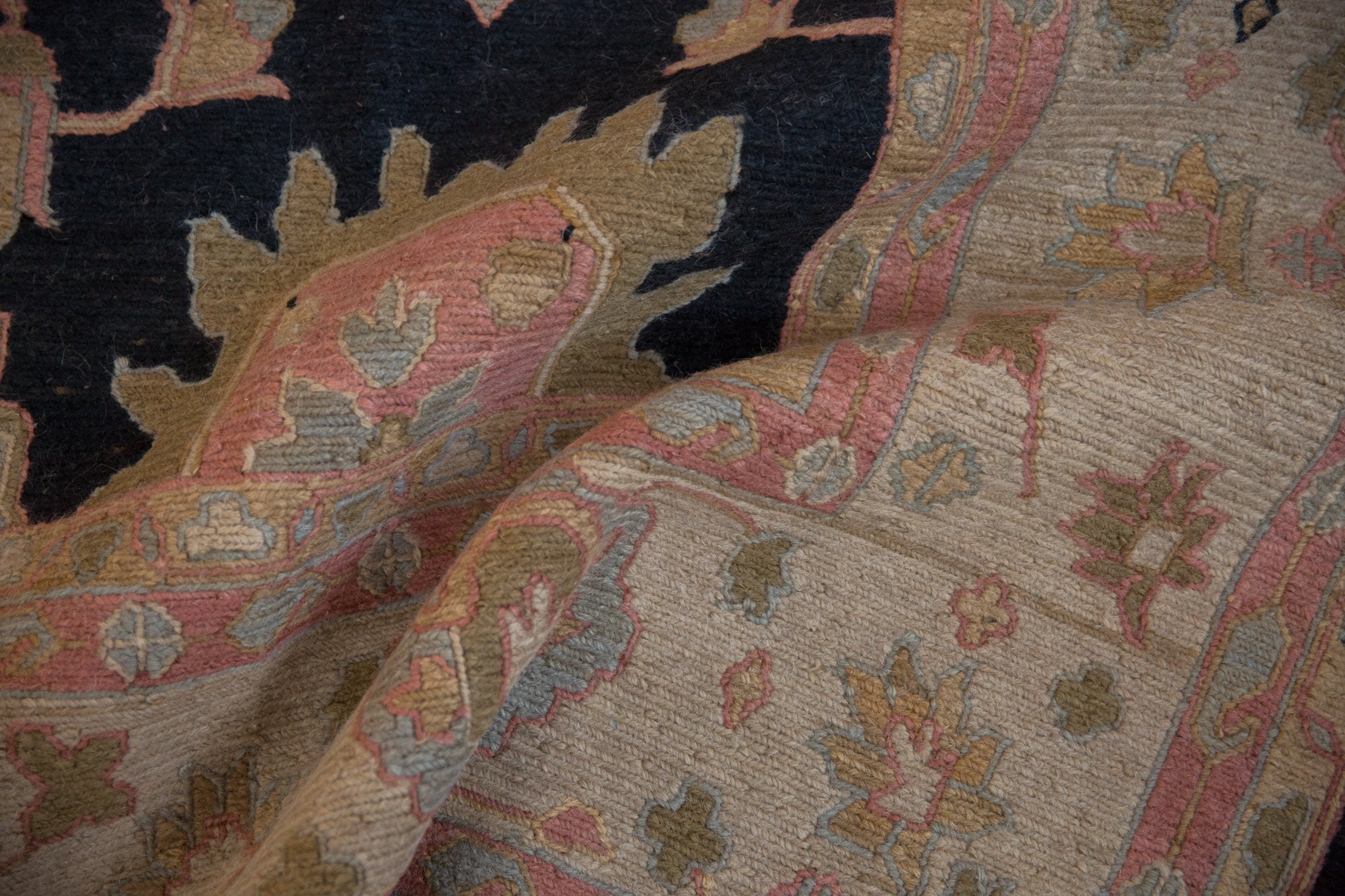 9x12 Vintage Tea Washed Indian Sultanabad Soumac Design Carpet