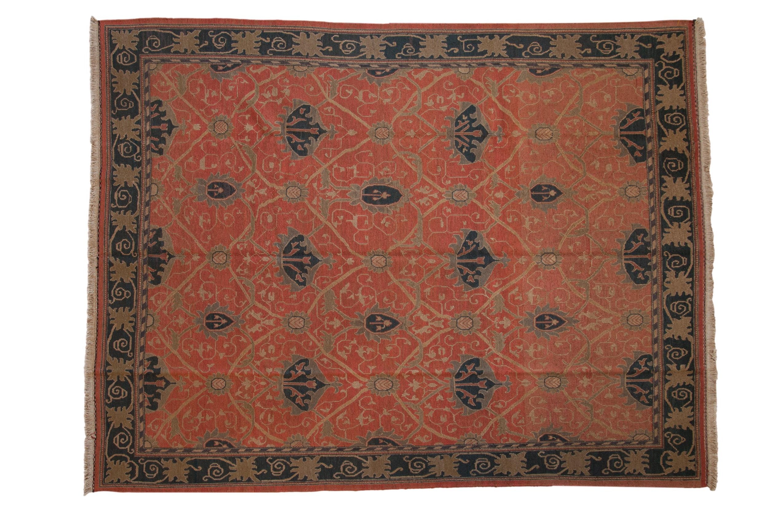 9x12 Vintage Tea Washed Indian Arts And Crafts Soumac Design Carpet