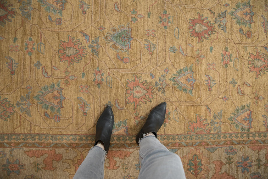 10x13.5 Vintage Tea Washed Indian Soumac Design Carpet