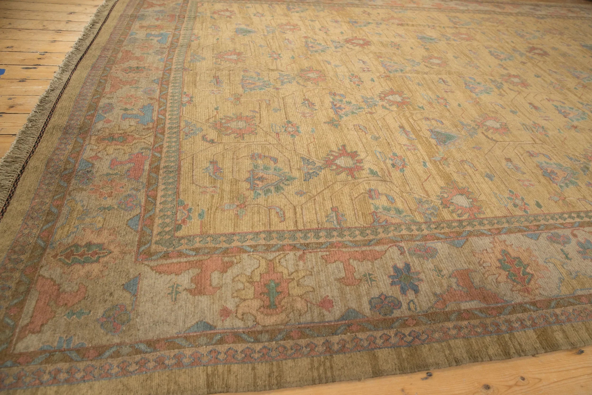10x13.5 Vintage Tea Washed Indian Soumac Design Carpet