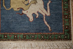 2x2.5 Vintage Pictorial Armenian Hunting Scene Design Square Rug Mat