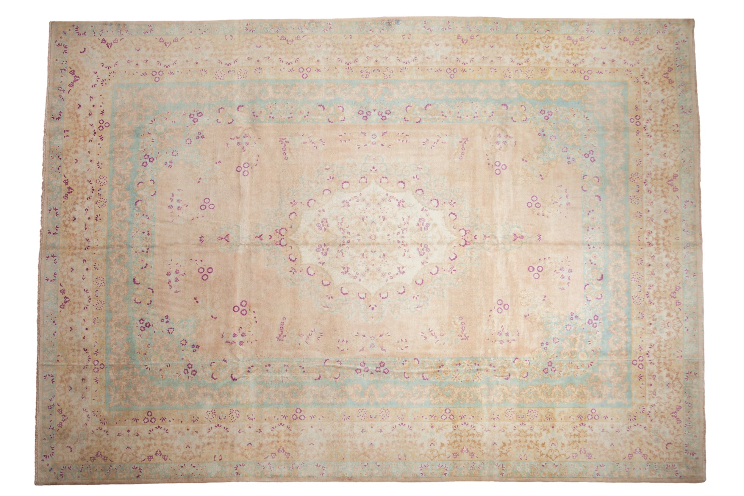 10x14 Vintage Distressed Bulgarian Kerman Design Carpet