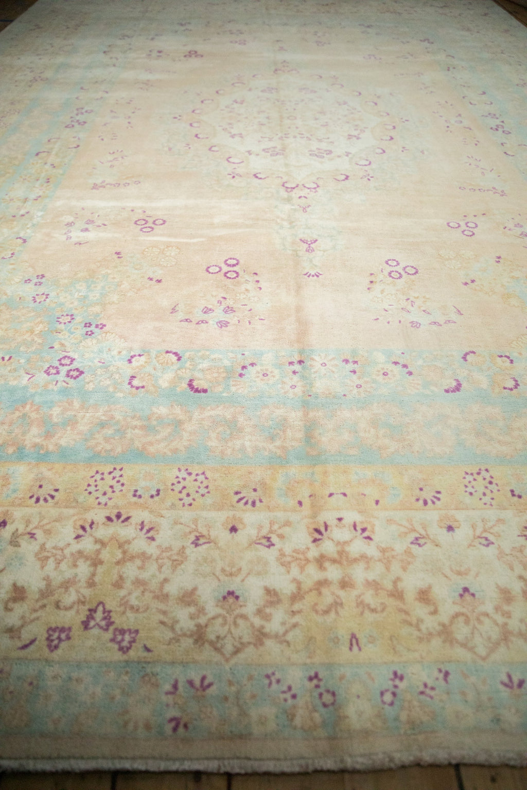 10x14 Vintage Distressed Bulgarian Kerman Design Carpet
