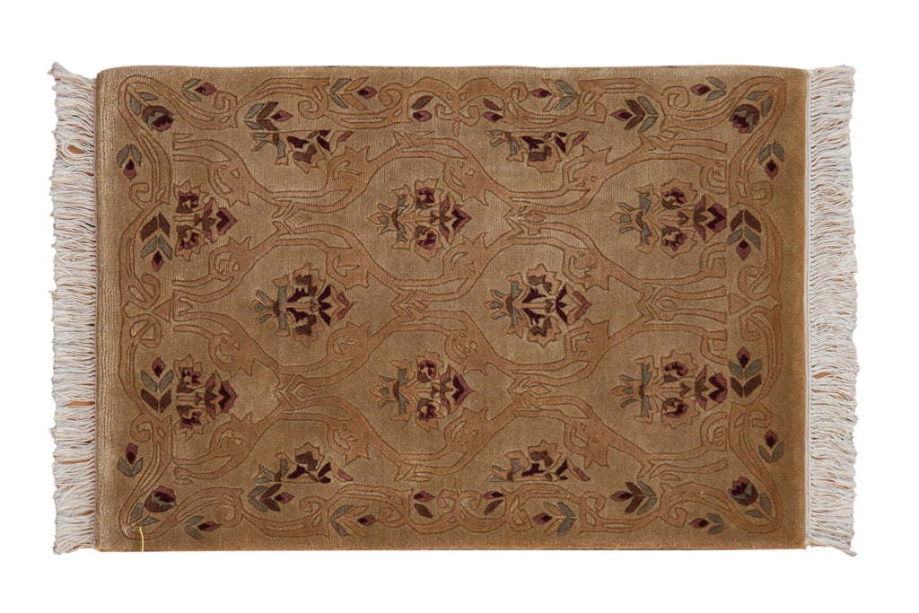 2x3 Vintage Contemporary Indian Savonnerie Design Rug Mat