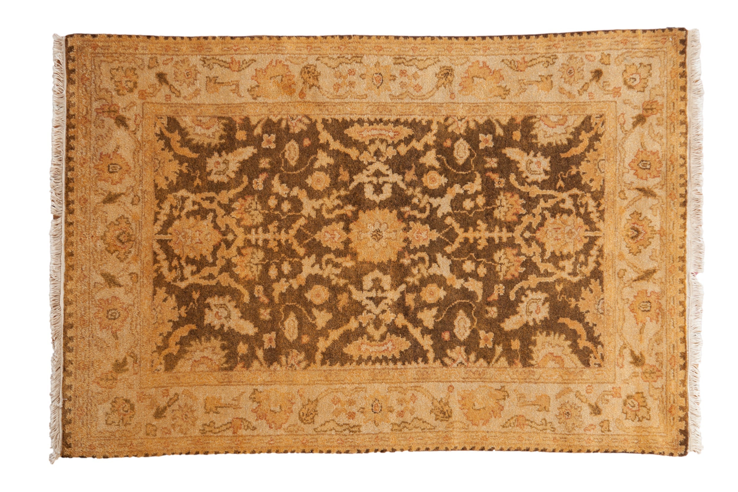 4x6 Vintage Gold Wash Indian Oushak Design Rug