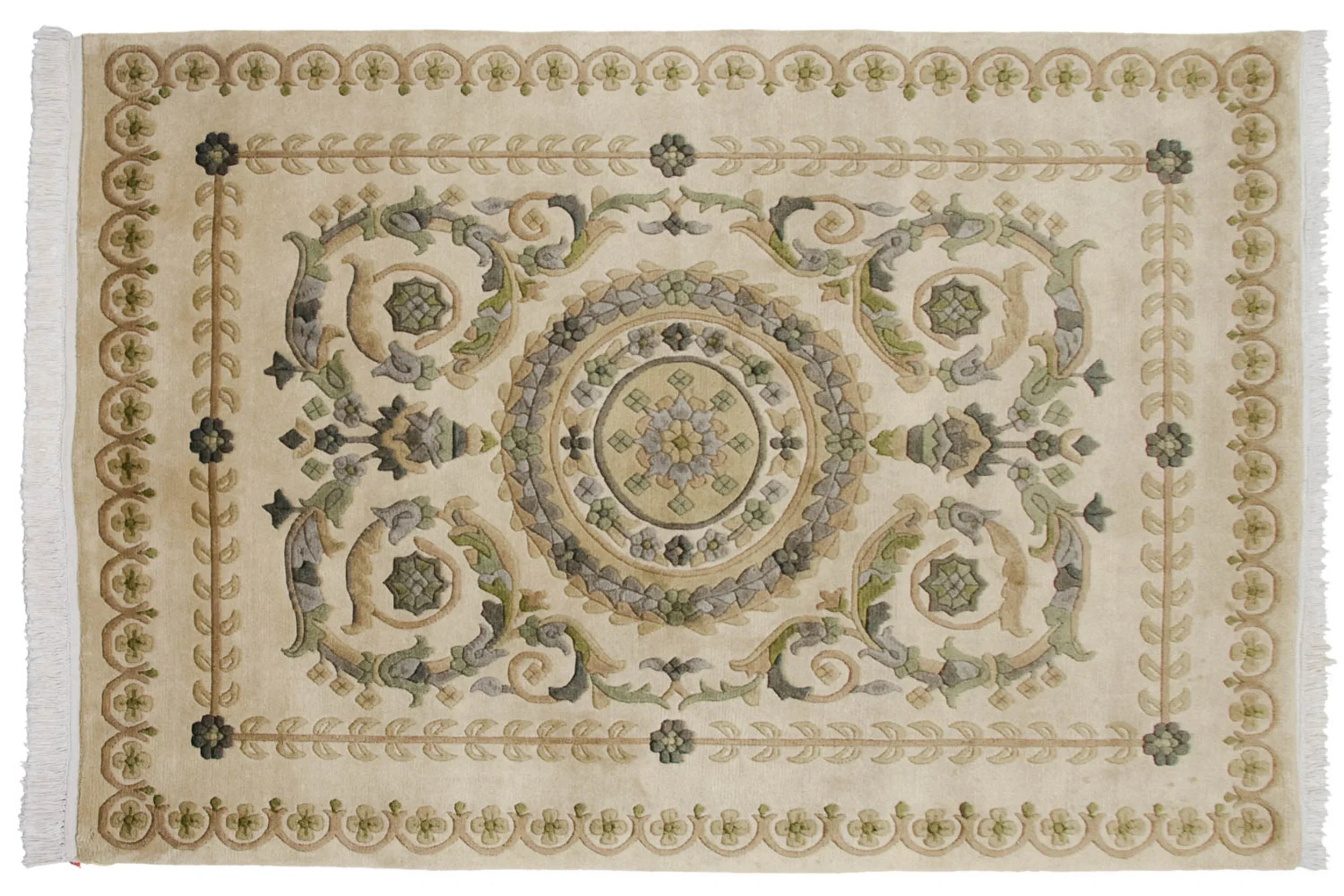 4x6 Vintage Indian Savonnerie Design Rug