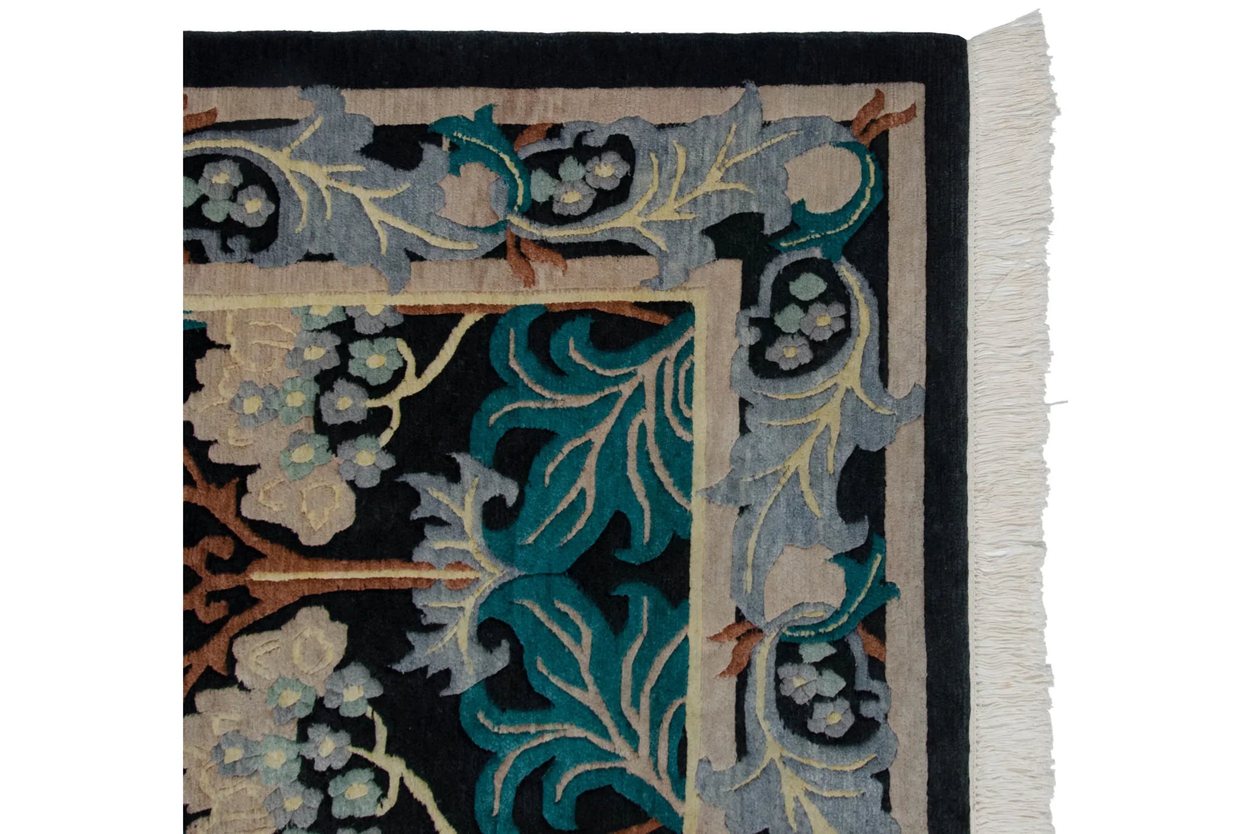 6x9 Vintage Indian William Morris Design Carpet
