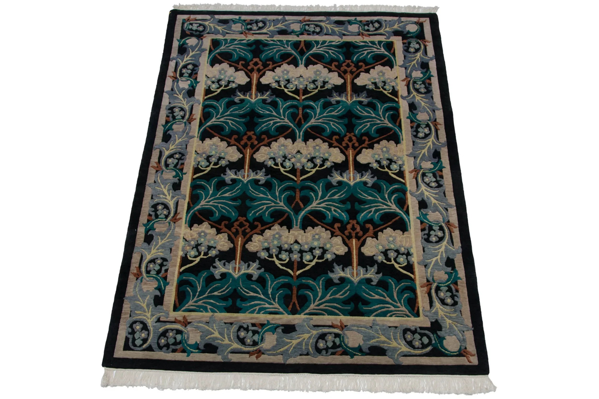 6x9 Vintage Indian William Morris Design Carpet