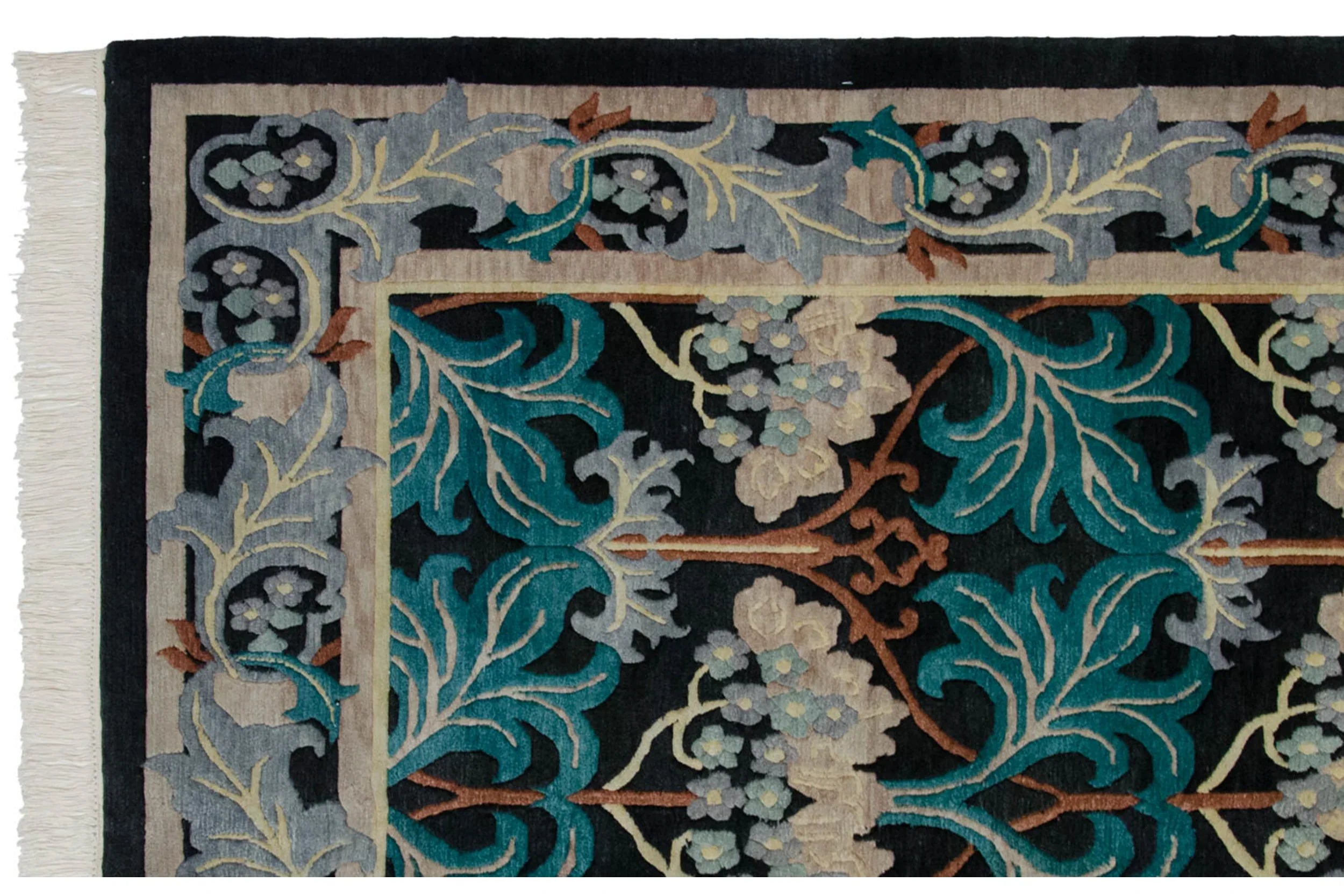 6x9 Vintage Indian William Morris Design Carpet