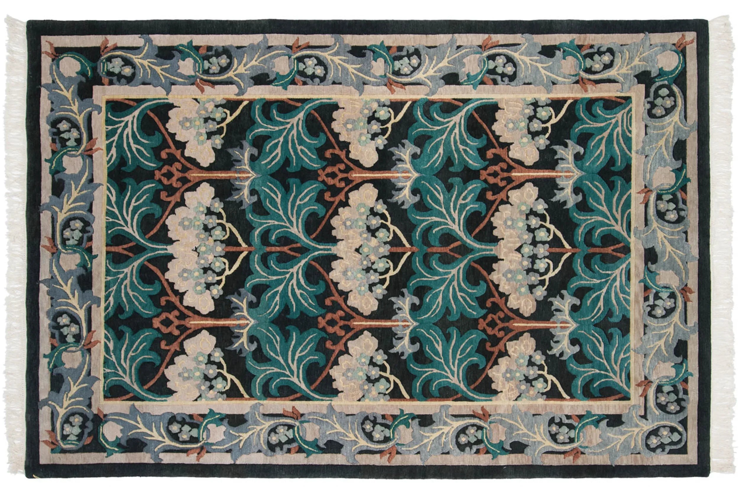 6x9 Vintage Indian William Morris Design Carpet