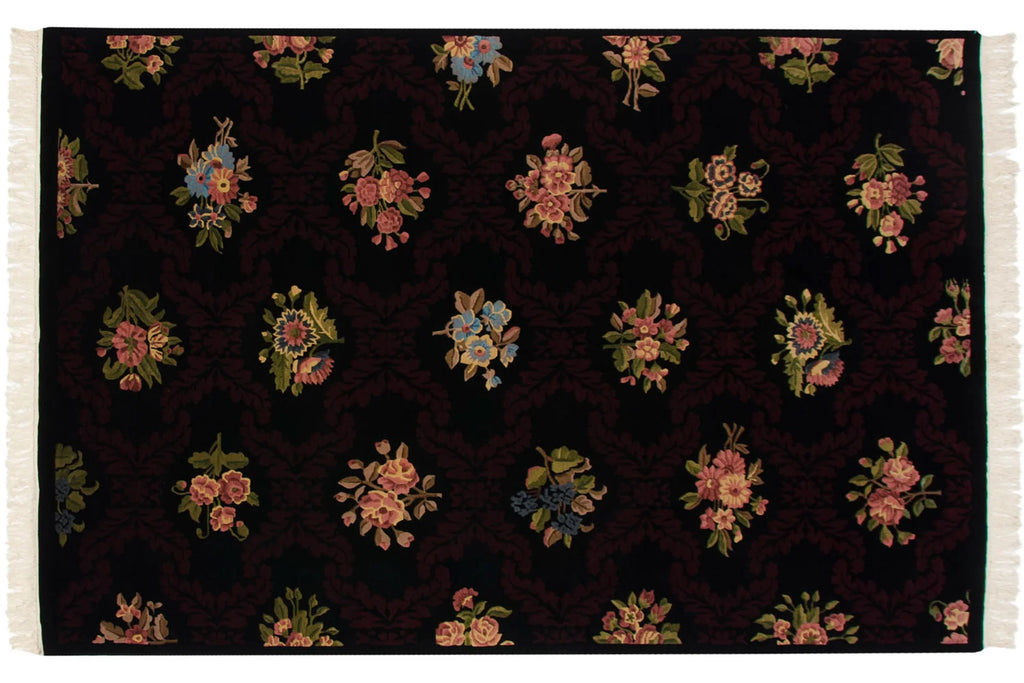 6x9 Vintage Contemporary Indian Aubusson Design Carpet